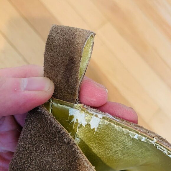 Ralph Lauren Motorcycle Boots Mid Calf Tan Suede Pull On Lug Soles - Picture 15 of 16